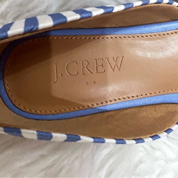 J. Crew blue white striped Zoe d'Orsay flats ballet shoes slip ons size 6 - Picture 9 of 11